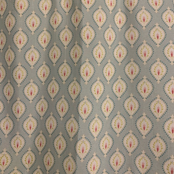 Pink and Green Peacock Shower Curtain with ruffle - Picture 3 of 5